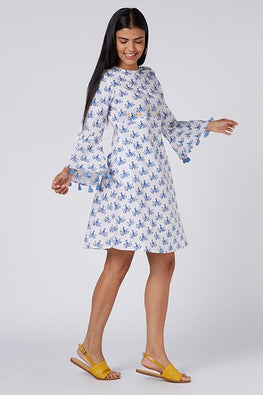 Okhai 'Woodstock' Cotton Hand Block Printed Summer Dress