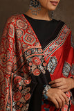 Jahangir Khatri-Traditional Ajrakh Hand Block Printed & Natural Dyed Modal Saree With Tassels