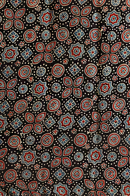 Jahangir Khatri - Black & Green Ajrakh & Bandhani Modal Tissue Pallu Saree