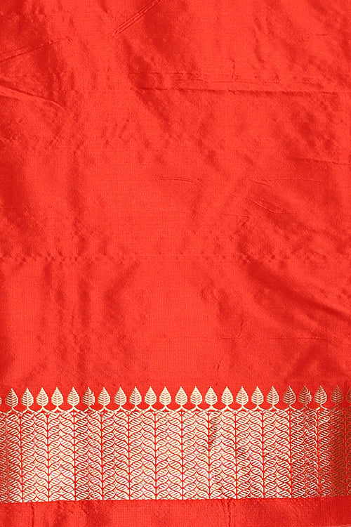 Red Handloom Banarasi Pure katan Silk Cutwork Boota saree
