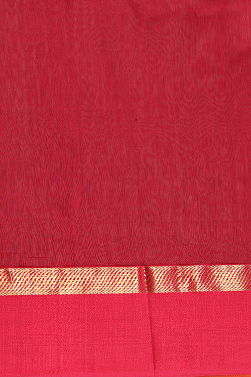 Maheshwari Handwoven Silk Cotton Ganga Jamuna Resham Border Saree With Contrast Rani Pink Blouse, Saree Colour -Black