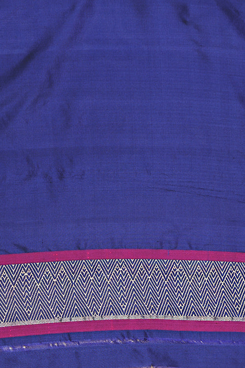 "VWAS" Blue Handloom Banarasi Pure Silk Kadwa Scurt Saree