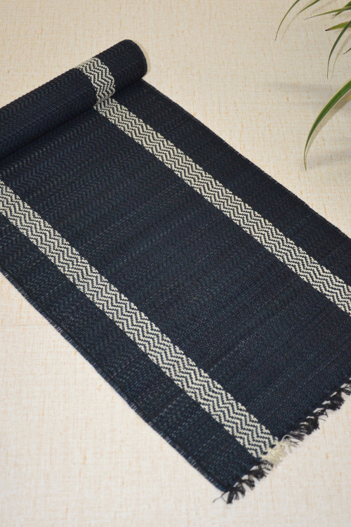 Dharini Madurkathi Tassels Table Runner Charcoal
