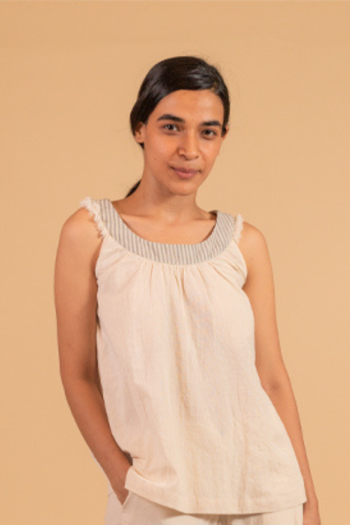 Moralfibre Sleevless Circurlar Top From " Shapes Collection - Ecru