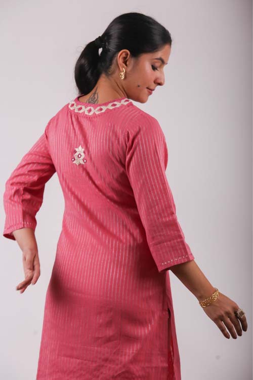 Urmul Desert Crafts-  "Hirni" Cotton Soof Hand Embroiderd Kurta
