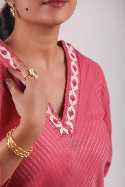 Urmul Desert Crafts-  "Hirni" Cotton Soof Hand Embroiderd Kurta