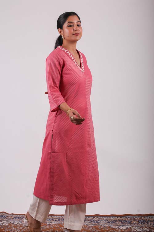 Urmul Desert Crafts-  "Hirni" Cotton Soof Hand Embroiderd Kurta