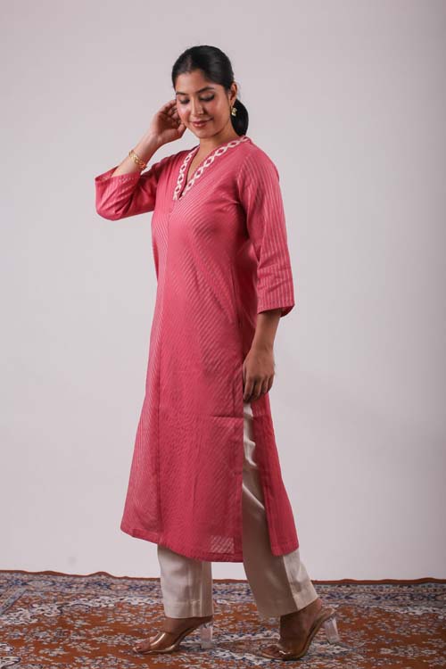 Urmul Desert Crafts-  "Hirni" Cotton Soof Hand Embroiderd Kurta