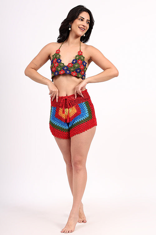 Ajoobaa "Cozystitch" Handmade Crochet Drawstring Shorts