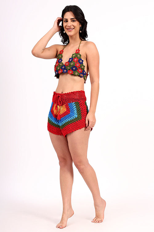Ajoobaa "Cozystitch" Handmade Crochet Drawstring Shorts