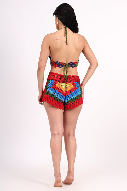 Ajoobaa "Cozystitch" Handmade Crochet Drawstring Shorts