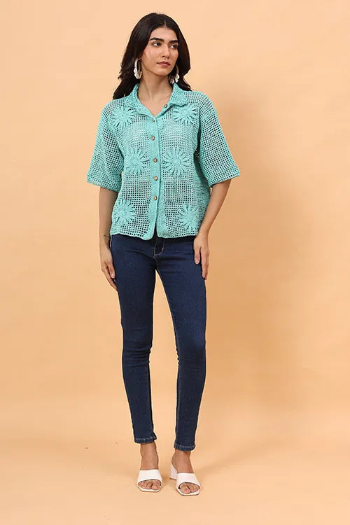 Ajoobaa "Cabana" Crochet Shirt - Green