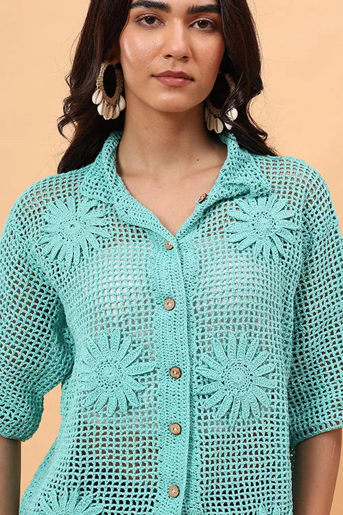 Ajoobaa "Cabana" Crochet Shirt - Green
