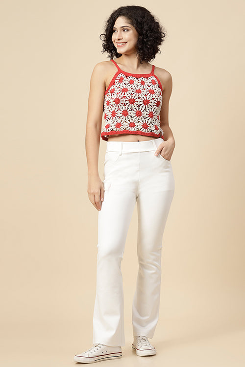 Ajoobaa"Daisy" Pure Cotton Handmade Top- Red