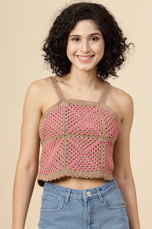 Ajoobaa" Squares" Crochet Handmade Summer Cotton Top