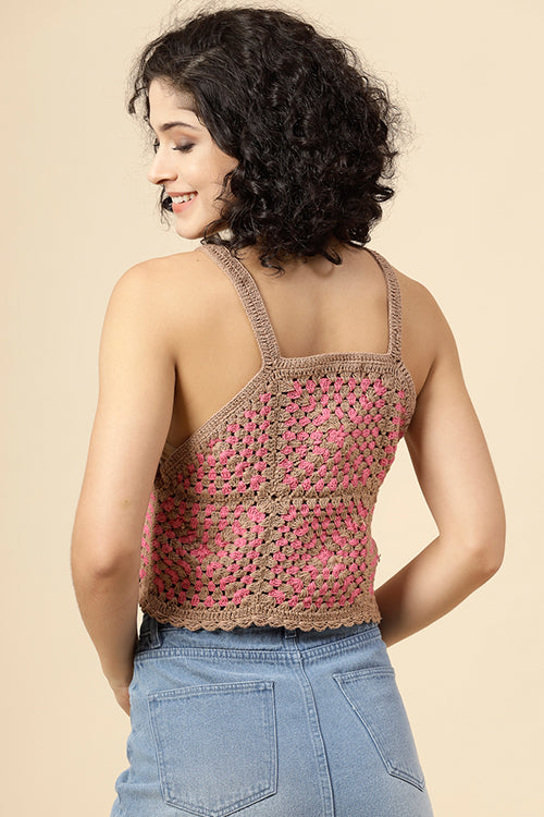 Ajoobaa" Squares" Crochet Handmade Summer Cotton Top