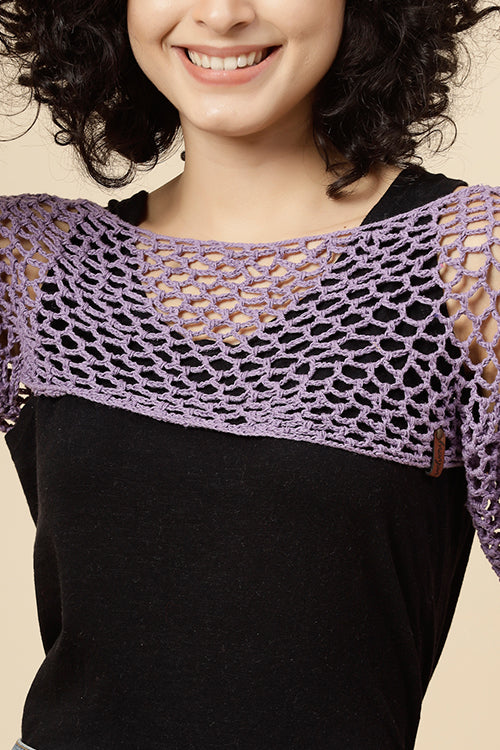 Ajoobaa "Crop" Crochet Pure Cotton Handmade Bolero- Lavender