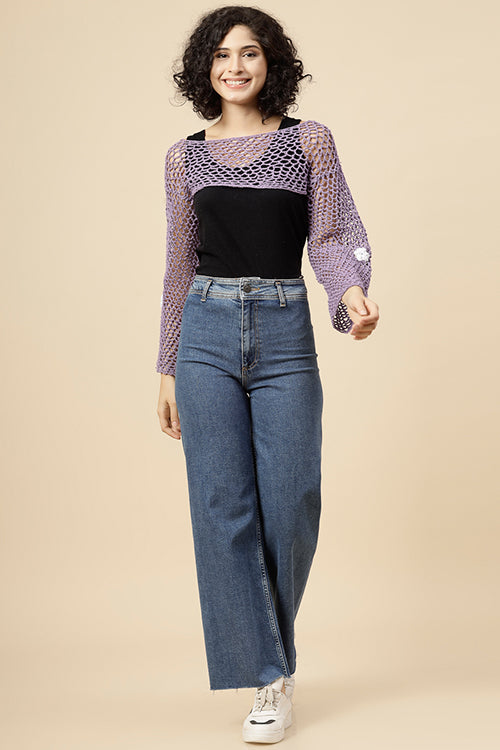 Ajoobaa "Crop" Crochet Pure Cotton Handmade Bolero- Lavender