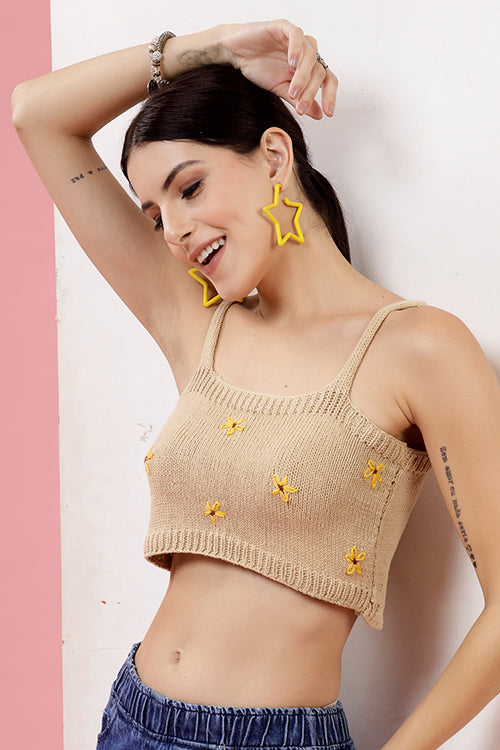 Ajoobaa "Floral" Embroidered Handknitted Top