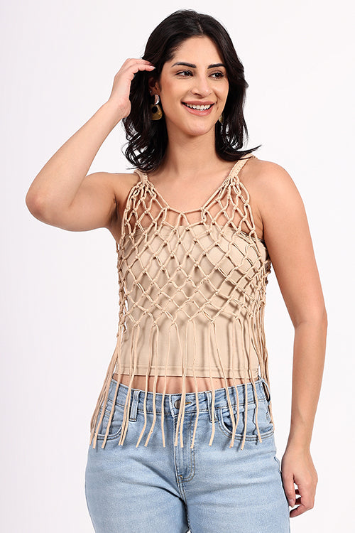 Ajoobaa "Diamond Knit" Macrame Top