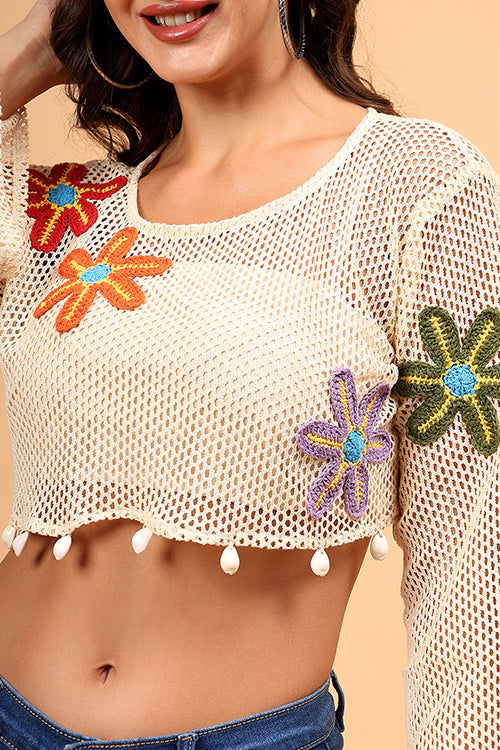 Ajoobaa "Crochet" Floral Coverup Beachwear Top