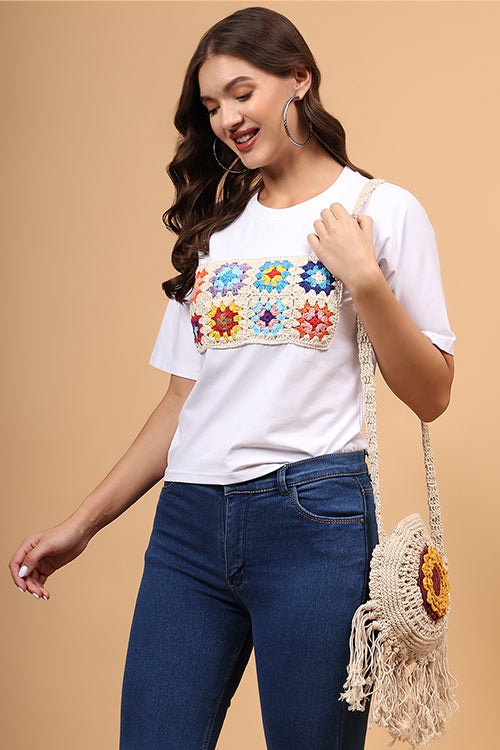 Ajoobaa "Multi"Crochet Patchwork Tshirt
