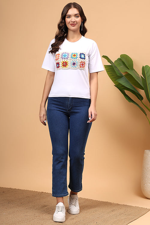 Ajoobaa "Multi"Crochet Patchwork Tshirt