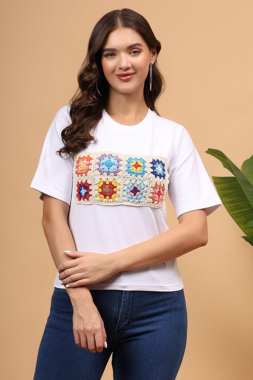 Ajoobaa "Multi"Crochet Patchwork Tshirt