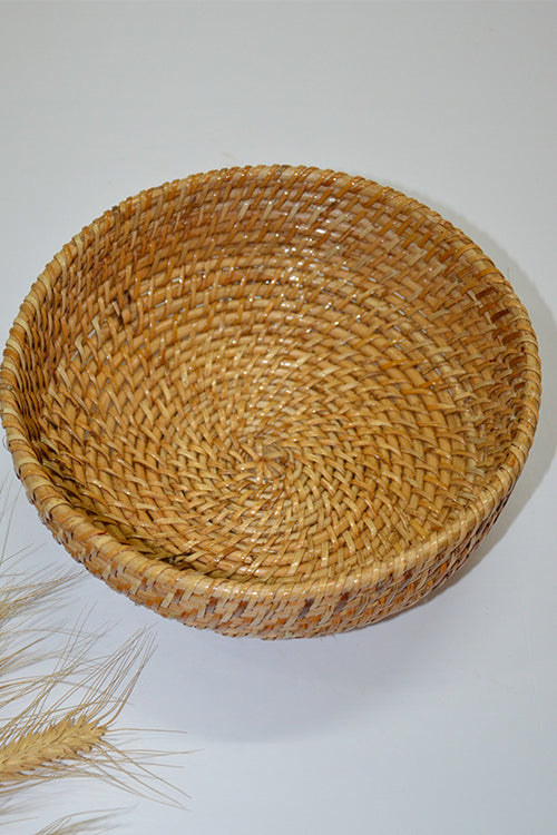 Dharini Cane Round Fruit & Utility Basket Bowl Natural