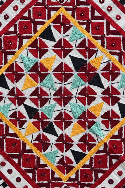 Okhai 'AAINA' Hand Embroidered Mirror Work Pure Cotton Wall Hanging