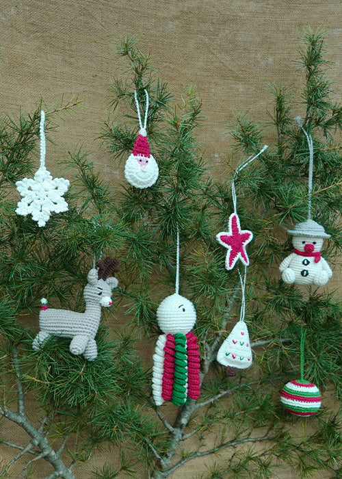 Himalayan Blooms Premium Handmade Crochet Christmas Ornaments – Set of 8