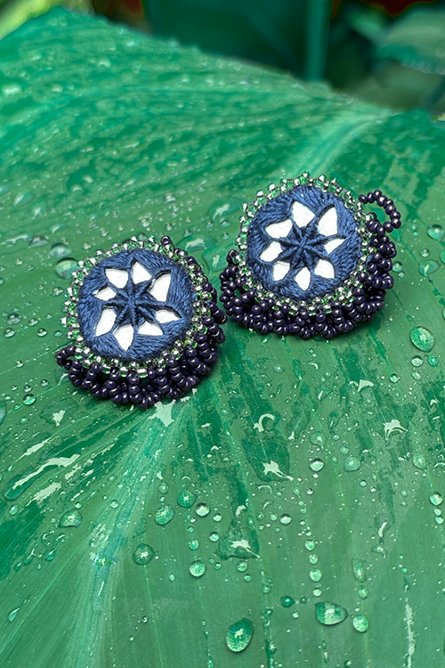 Antarang- Neel Ratna (Blue), Bead Jumki Earing, 100% Hand