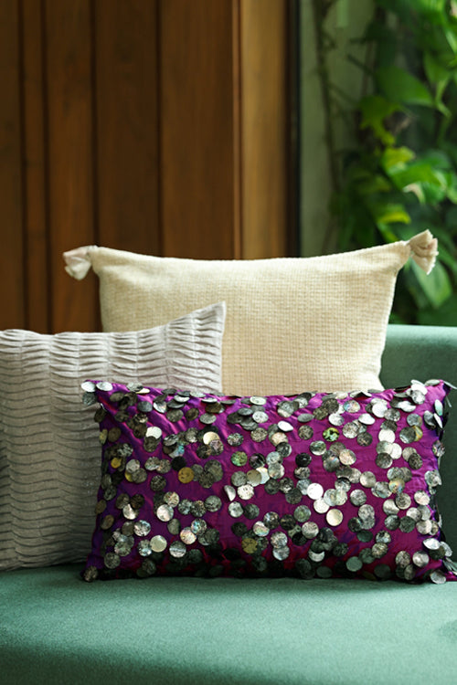 Onset Homes Tara Hand Embroidered Cushion-Imperial Purple