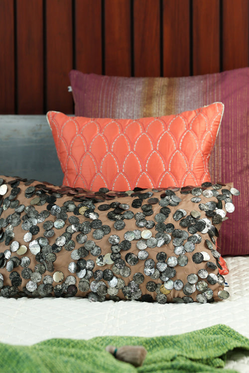 Onset Homes Tara Hand Embroidered Cushion-Beige