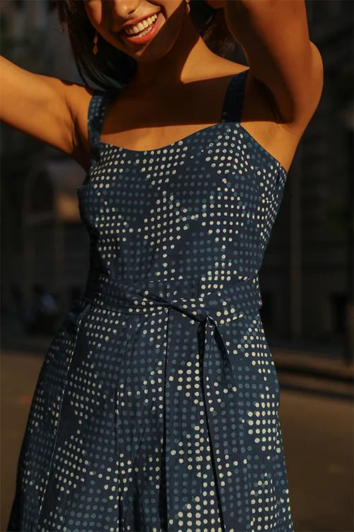 Okhai 'Forget Me Not' Pure Cotton Indigo Sleeveless Jumpsuit