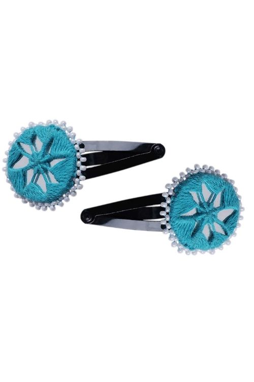 Antarang Handcrafted Black Tic Tac Pins By Divyang & Rural Women- Blue