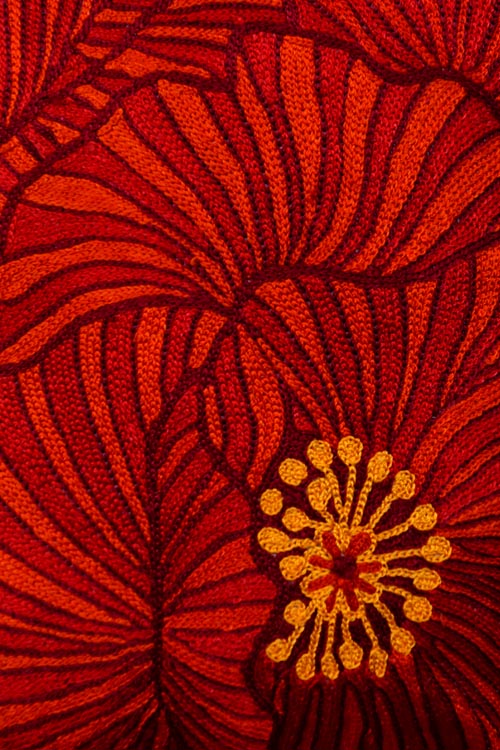 Zaina By Ctok Poppies Chainstitch Embroidered Cushion Cover Red & Yellow