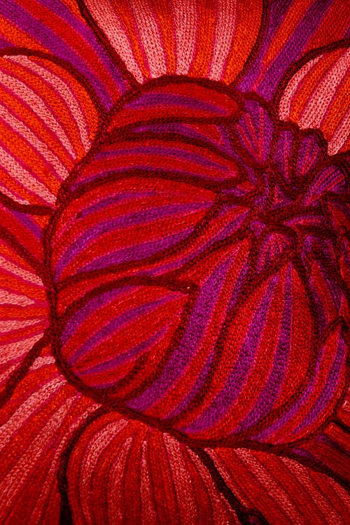 Zaina By Ctok Dahlias Chainstitch Embroidered Cushion Cover Red & Yellow