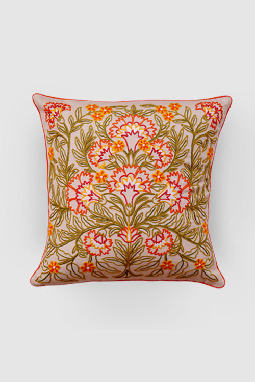 Zaina By Ctok Dast-E-Gul Aari Embroidered Cushion Cover - Cream