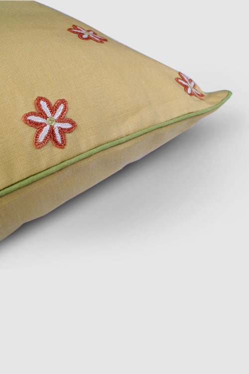 Zaina By Ctok Gul Bahar Aari Embroidered Cushion Cover - Beige