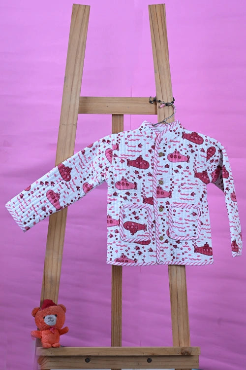 Poddar Exports Pink Submarine Kids Quilted Jacket