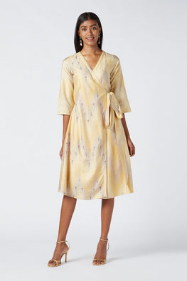 Okhai Future Ikat Silk Blend Wrap Dress For Women Online