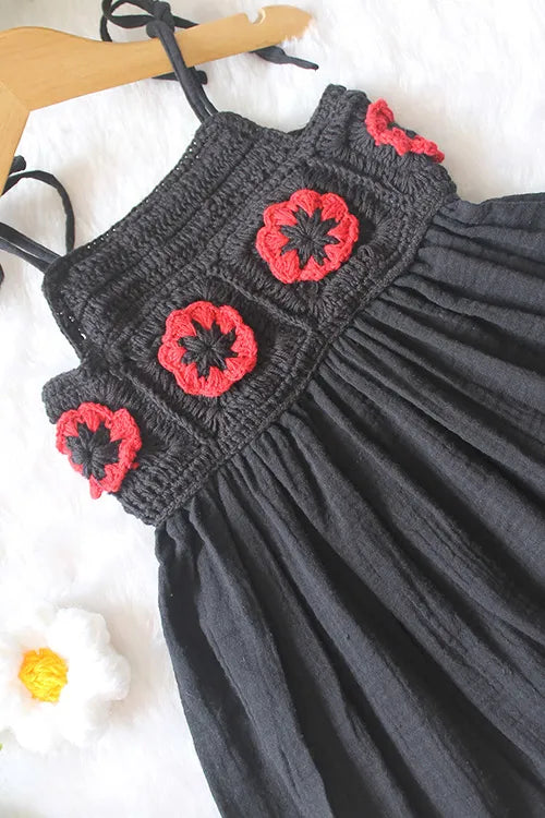 Ajoobaa Crochet "Rose" Frock - Black