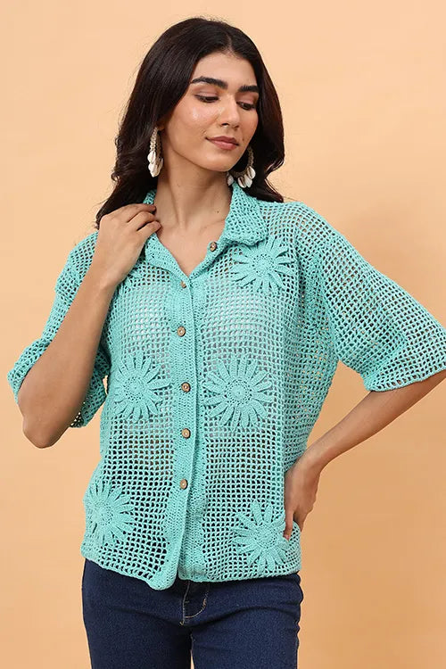 Ajoobaa "Cabana" Crochet Shirt - Green
