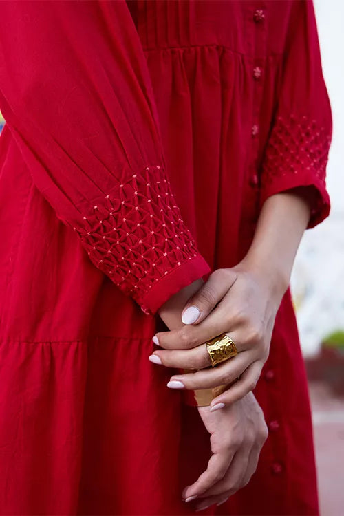 Okhai "Garnet" Hand Embroidered Pure Cotton Dress