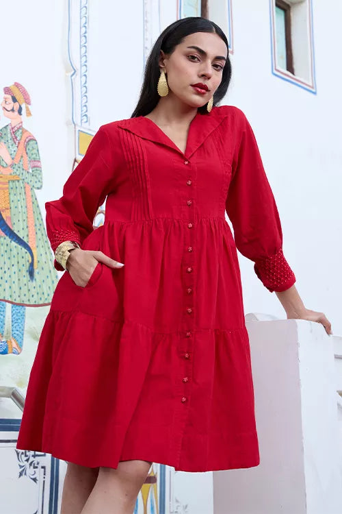 Okhai "Garnet" Hand Embroidered Pure Cotton Dress