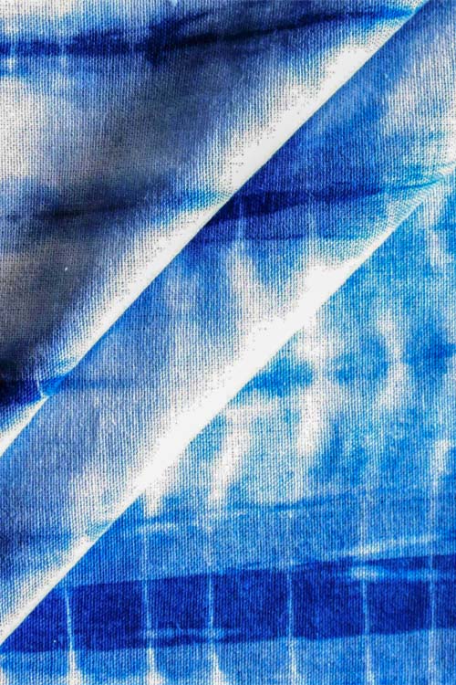 Moralfibre Fabric Is 100% Cotton Organic Handspun Handwoven, Natural Tie & Dyed Indigo And White Fabric
