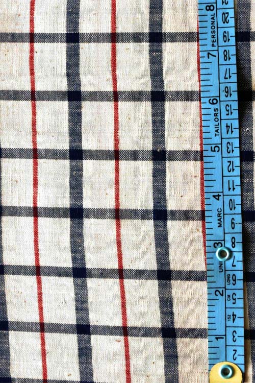 Moralfibre Fabric Is 100% Cotton Organic Handspun Handwoven, Blue & Red Organic Or Natural Yarn Dyed Checks Fabric