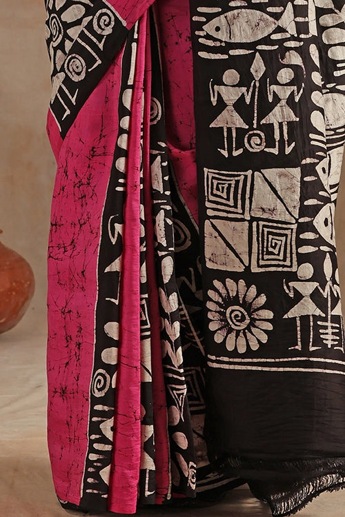 GC 'Art' Handwoven Hand Batik Pure Silk With Silkmark Saree