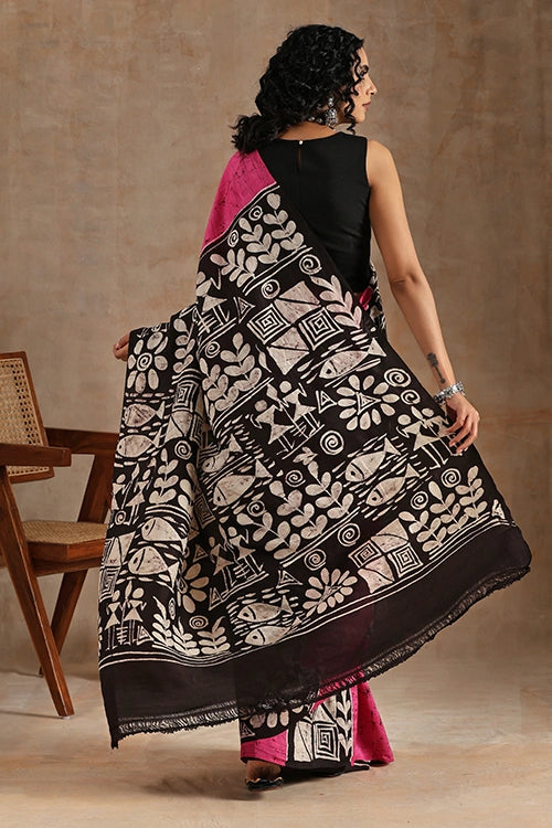 GC 'Art' Handwoven Hand Batik Pure Silk With Silkmark Saree
